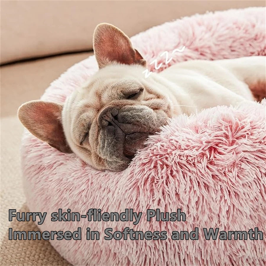 Calming Donut Pet Bed — Plush Washable | Dogs & Cats