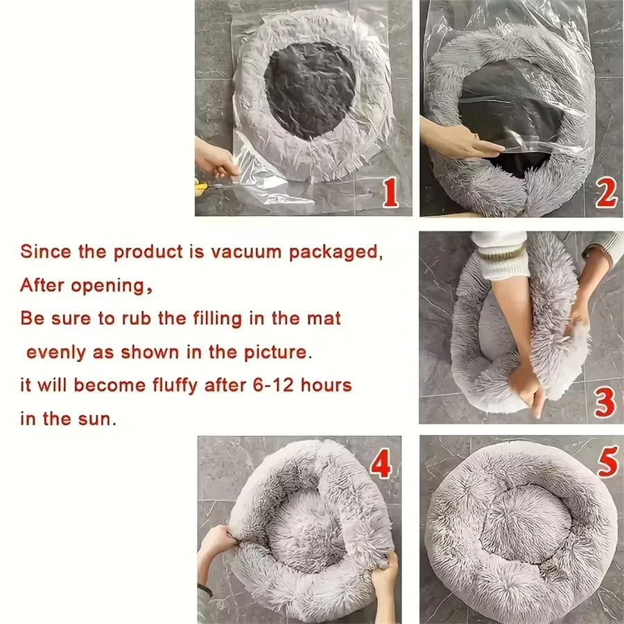 Calming Donut Pet Bed — Plush Washable | Dogs & Cats