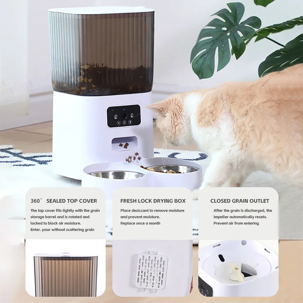 Smart Automatic Pet Feeder with Camera — WiFi App Controlled | Dogs & Cats